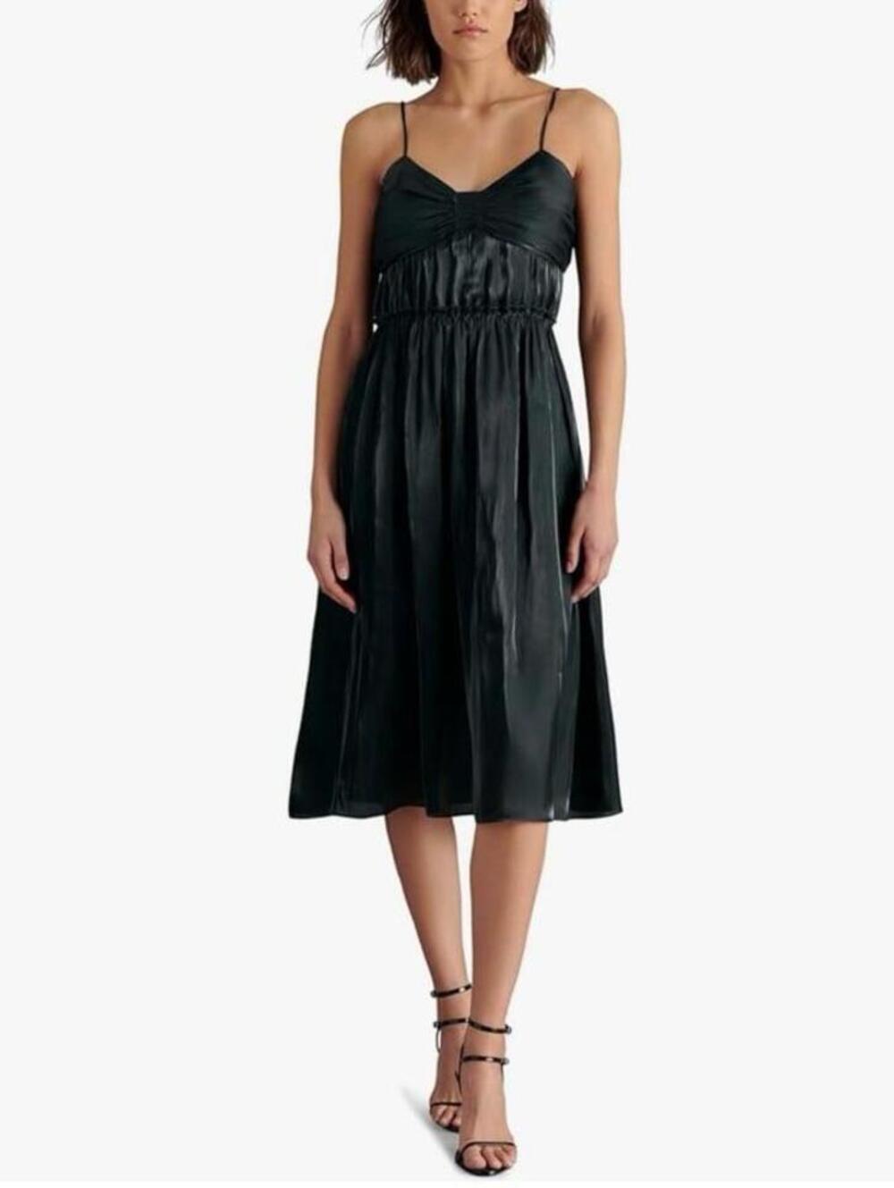 Steve Madden Women's Saphire Dress Size Small, Black Satin Material, NWT